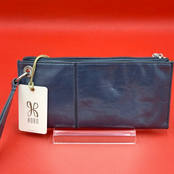 Hobo Vida Blue Stone Grey Leather Clutch, NWT